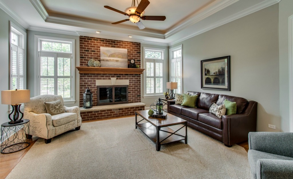 Naperville family room fully staged